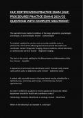HUC CERTIFICATION PRACTICE EXAM &lpar;HUC PROCEDURES PRACTICE EXAM&rpar; 2024&sol;25 QUESTIONS WITH COMPLETE SOLUTIONS&excl;&excl;
