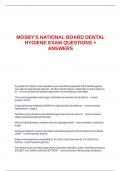 MOSBY-S NATIONAL BOARD DENTAL HYGIENE EXAM QUESTIONS &plus; ANSWERS