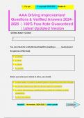 AAA Driving Improvement Questions & Verified Answers 2024- 2025 &vert; 100&percnt; Pass Rate Guaranteed  &vert; Latest Updated Version