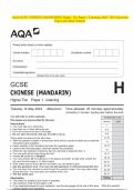 AQA GCSE CHINESE &lpar;MANDARIN&rpar; Higher Tier Paper 1 Listening MAY 2024 Question Paper and Mark Scheme