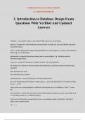 2&period; Introduction to Database Design Exam Questions With Verified And Updated Answers