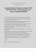 American Board of Surgical Assistants TEST REVIEW Ortho&period; Exam Questions And Answers Updated 2024&sol;2025