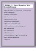 175 GEO 101 Exam 1 Questions With Correct Answers &vert;Test Your Knowledge&vert;54 Pages