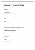 HESI A&P&colon; PRACTICE TEST 2 QUESTIONS AND ANSWERS 