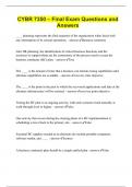 CYBR 7350 &ndash; Final Exam Questions and Answers