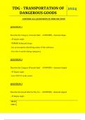 TDG - TRANSPORTATION OF DANGEROUS GOODS QUESTIONS AND ANSWERS 2024