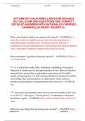 OPTOMETRY CALIFORNIA LAWEXAM2024-2025ACTUAL EXAM 300&plus; QUESTIONS ANDCORRECTDETAILED ANSWERS WITH RATIONALES&lpar;VERIFIEDANSWERS&rpar; &vert;ALREADY GRADEDA&plus;