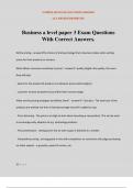 Business a level paper 3 Exam Questions With Correct Answers&period;