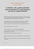 CA PSI Site - Life&comma; Accident and Health Agent Examination &lpar;Life Agent&rpar; Questions And Answers Updated 2024&sol;2025