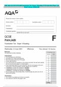 2024 AQA GCSE PANJABI Foundation Tier Paper 3 Reading JUNE Question Paper and Mark Scheme MERGED