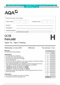 2024 AQA GCSE PANJABI Higher Tier Paper 3 Reading JUNE Question Paper and Mark Scheme MERGED