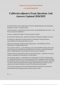 California adjusters Exam Questions And Answers Updated 2024&sol;2025