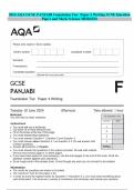 2024 AQA GCSE PANJABI Foundation Tier Paper 4 Writing JUNE Question Paper and Mark Scheme MERGED