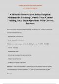 California Motorcyclist Safety Program Motorcyclist Training Course &lpar;Total Control Training&comma; Inc&period;&rpar; Exam Questions With Correct Answers&period;