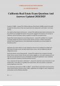 California Real Estate Exam Questions And Answers Updated 2024&sol;2025