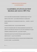CALIFORNIA STATE EXAM TEST Questions and Answers 100&percnt; Pass