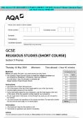 2024 AQA GCSE RELIGIOUS STUDIES &lpar;SHORT COURSE&rpar; Section 5 Themes Question Paper and Mark Scheme MERGED