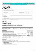 2024 AQA GCSE SOCIOLOGY Paper 1 the Sociology of Families and Education MAY Question Paper and Mark Scheme MERGED