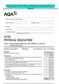 2024 AQA GCSE PHYSICAL EDUCATION Paper 2 Socio-cultural influences and wellbeing in physical activity and sport JUNE Question Paper and Mark Scheme MERGED
