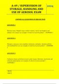  A-49 &sol; SUPERVISION OF STORAGE&comma; HANDLING AND USE OF AEROSOL EXAM QUESTIONS AND ANSWERS 2024