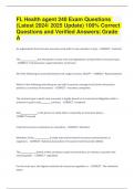 FL Health agent 240 Exam Questions &lpar;Latest 2024&sol; 2025 Update&rpar; 100&percnt; Correct Questions and Verified Answers&vert; Grade A