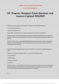 DC Property Managers Exam Questions And Answers Updated 2024&sol;2025