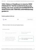 WGU&colon; History of Healthcare in America D050 &vert;FREQUENTLY TESTED QUESTIONS&sol;Recently testing real exam questions&vert;COMPREHENSIVE QUESTIONS AND VERIFIED ANSWERS&vert;already graded A&plus;