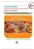 Test Bank Complete&lowbar; Introduction to Behavioral Research Methods 7th edition By Mark R&period; Leary&vert; All Chapter 1-16&vert; Latest Updates&vert; All Answers With Detailed Explanation