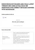 ENDOCRINOLOGY BOARDS ABIM EXAM LATEST VERSION 2024-2025 ACTUAL EXAM 180 QUESTIONS AND CORRECT DETAILED ANSWERS WITH RATIONALES