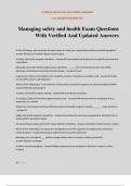 Managing safety and health Exam Questions With Verified And Updated Answers