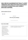 2024 HESI RN LEADERSHIP EXIT EXAM 7 LATEST VERSIONS AND 3 PRACTICE EXAM EACH EXAM CONTAINS 55 QUESTIONS AND CORRECT DETAILED ANSWERS 