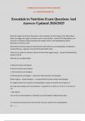 Essentials in Nutrition Exam Questions And Answers Updated 2024&sol;2025