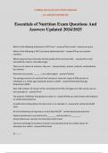 Essentials of Nutrition Exam Questions And Answers Updated 2024&sol;2025