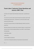 Farm Labor Contractor Exam Questions and Answers 100&percnt; Pass