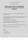 Florida Statutes&comma; Rules&comma; and Regulations Exam Questions And Answers Updated 2024&sol;2025
