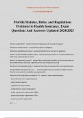 Florida Statutes&comma; Rules&comma; and Regulations Pertinent to Health Insurance&period; Exam Questions And Answers Updated 2024&sol;2025