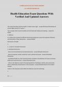 Health Education Exam Questions With Verified And Updated Answers