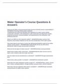Water Operator's Course Questions & Answers