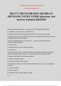 HEAVY TRUCK BRAKES MICHIGAN MECHANIC STUDY GUIDE Questions And Answers Updated 2024&sol;2025