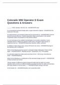 Colorado WW Operator D Exam Questions & Answers