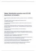 Water distribution practice test D1 &sol;D2 Questions & Answers