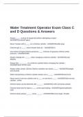 Water Treatment Operator Exam Class C and D Questions & Answers