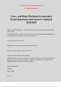 Laws&comma; and Rules Pertinent to insurance Exam Questions And Answers Updated 2024&sol;2025