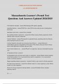 Massachusetts Learner's Permit Test Questions And Answers Updated 2024&sol;2025