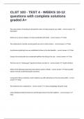 CLST 103 - TEST 4 - WEEKS 10-12 questions with complete solutions graded A&plus;