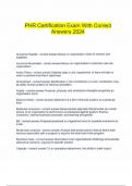   PHR Certification Exam With Correct Answers 2024