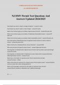 NJ DMV Permit Test Questions And Answers Updated 2024&sol;2025