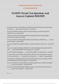 NJ DMV Permit Test Questions And Answers Updated 2024&sol;2025