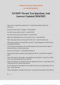 NJ DMV Permit Test Questions And Answers Updated 2024&sol;2025