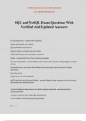SQL and NoSQL Exam Questions With Verified And Updated Answers